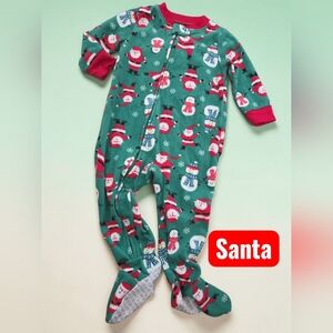 *1031 Santa fleece Christmas sleeper Girls 12 months